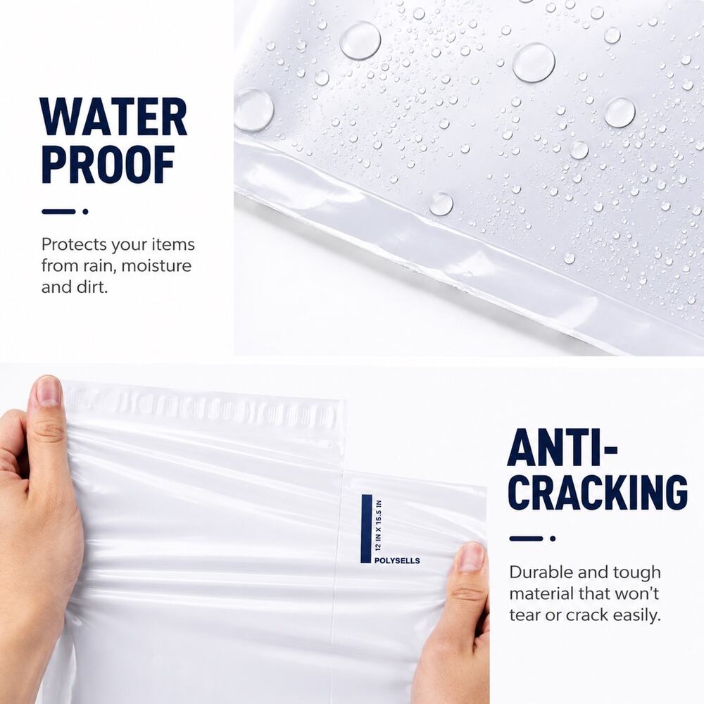 POLY MAILERS CLEAR (25 PACK) 12x15.5 SELF SEAL SHIPPING BAGS MAILING BAGS NEW - Picture 4 of 4